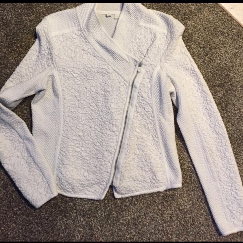 Anthropologie Moth White Moto Style Jacket M